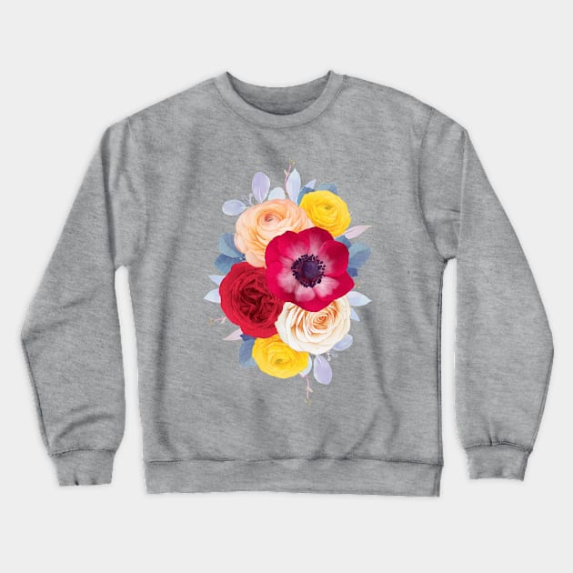 Red Roses watercolor hand drawn Crewneck Sweatshirt by Mako Design 